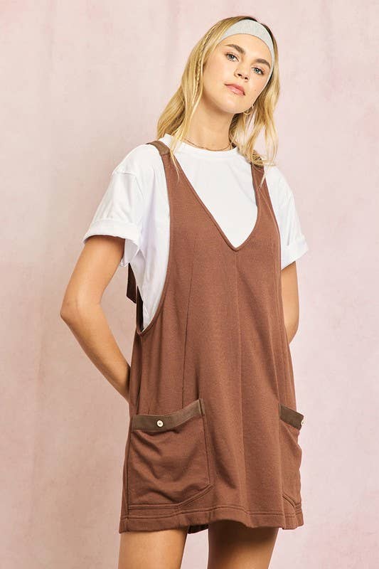 Cotton Terry Twill Tape Overall Mini Dress