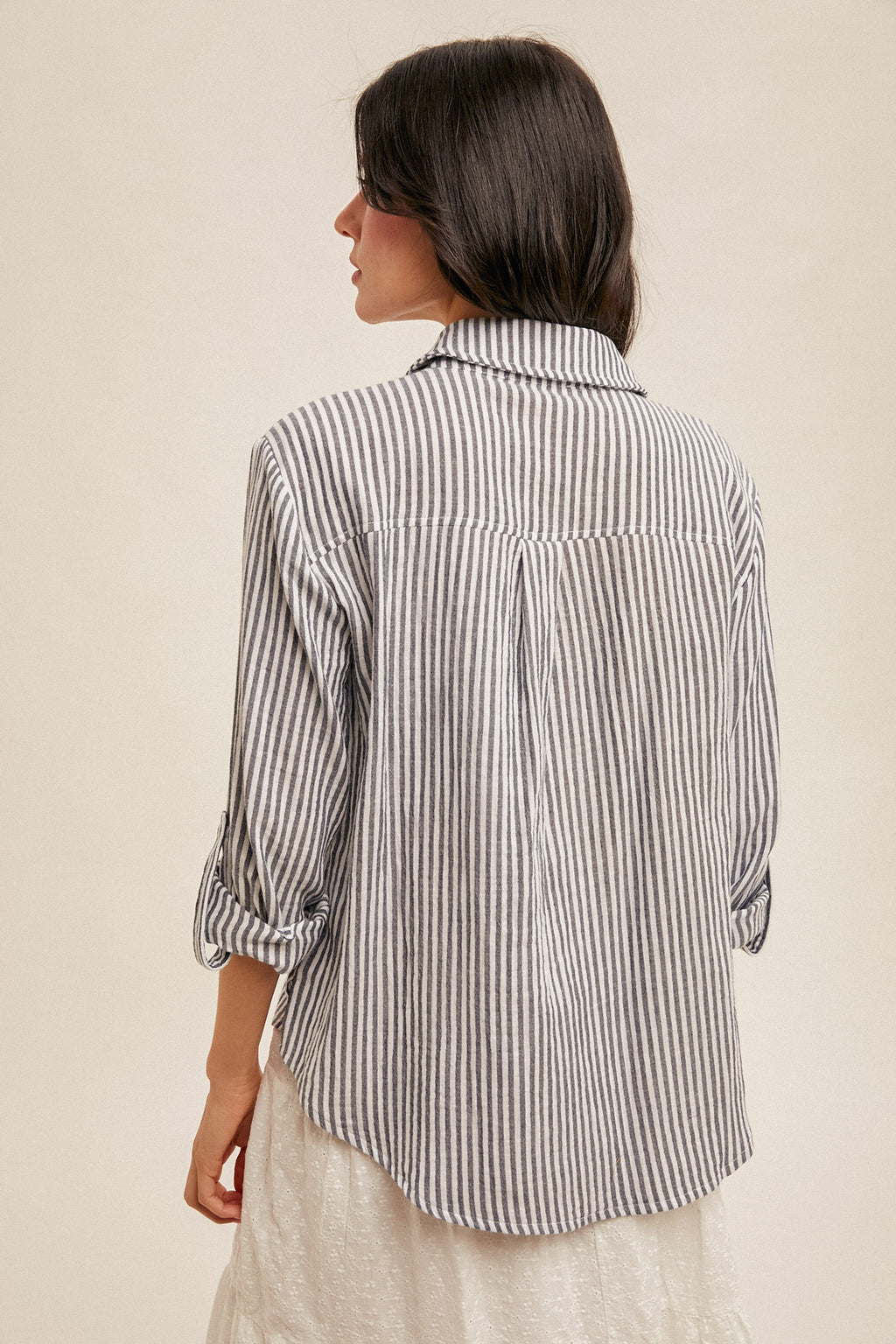 Double Gauze Oversized Button Down Stripe Shirt
