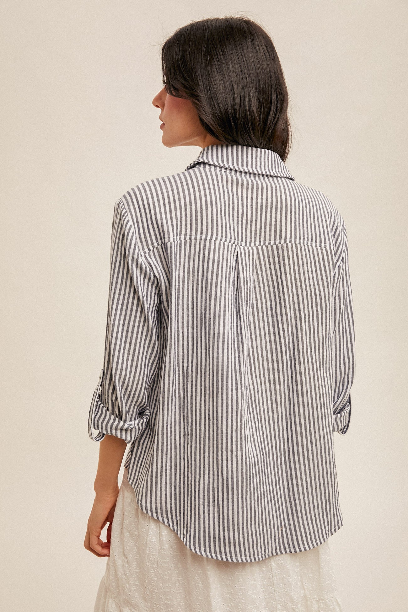 Double Gauze Oversized Button Down Stripe Shirt