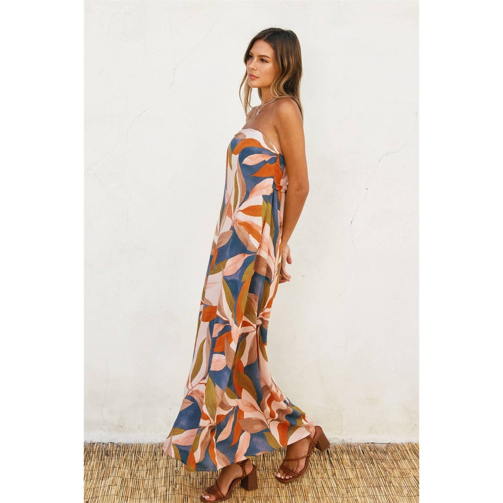 Strapless Tie Back Maxi Dress