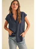 Button Down Cap Sleeve