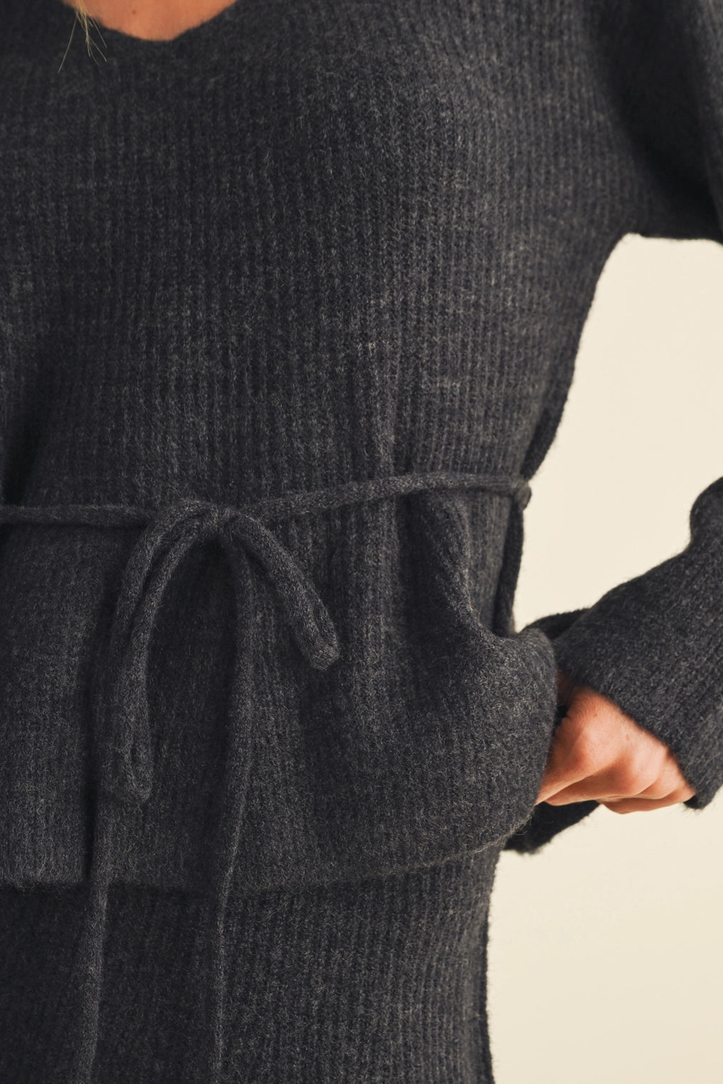 Drawstring Waist Peplum Knit Top