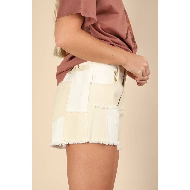 Soft Washed Color Block Casual Shorts
