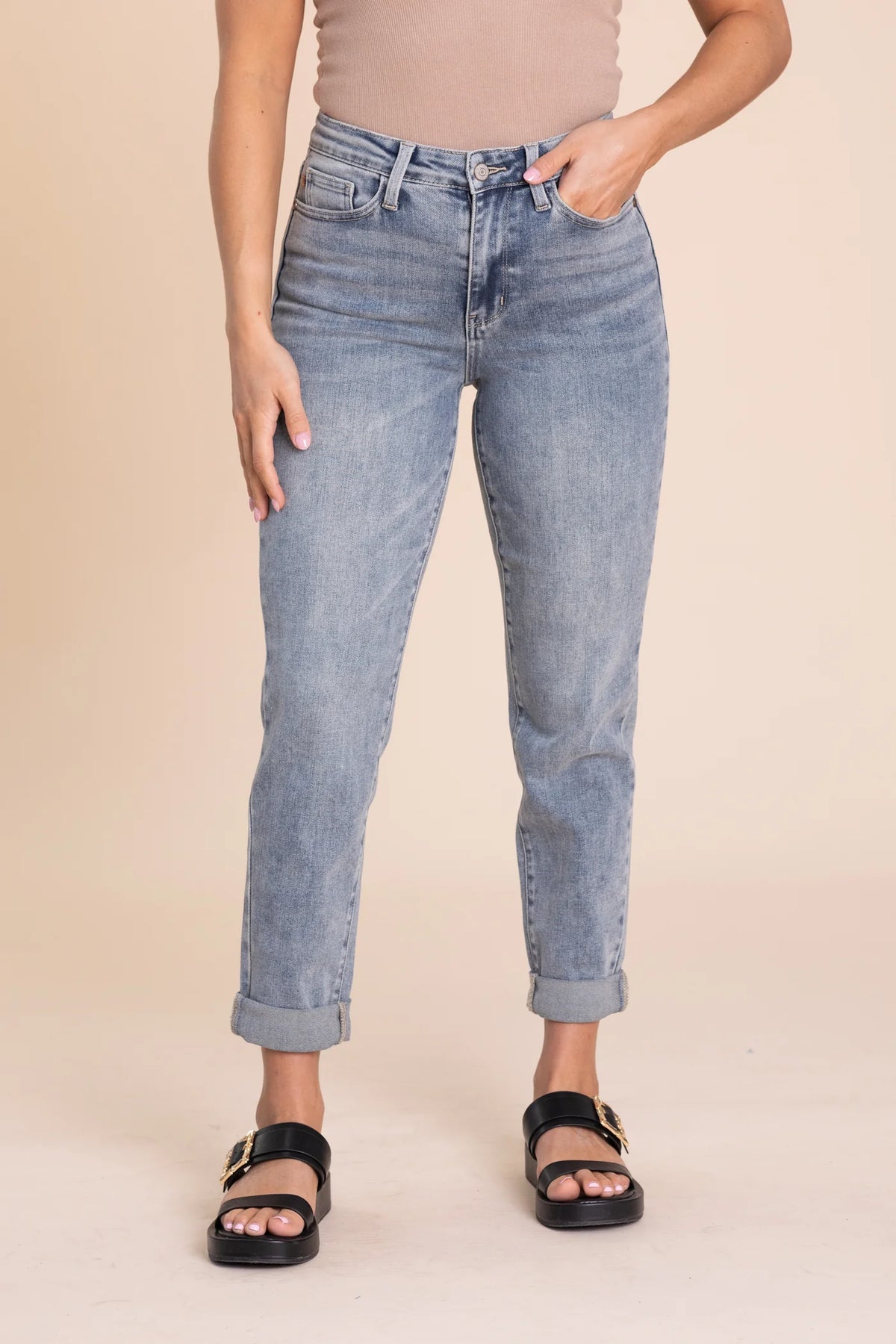 Judy Blue Vintage Wash Double Roll Cuff Jeans