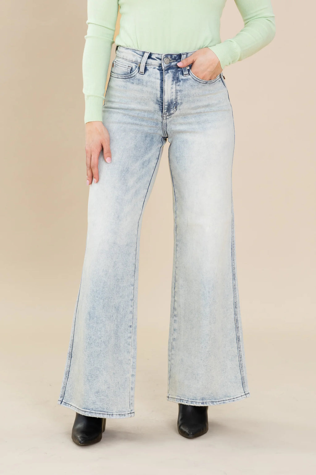 Judy Blue Tummy Control Retro Wide Jeans