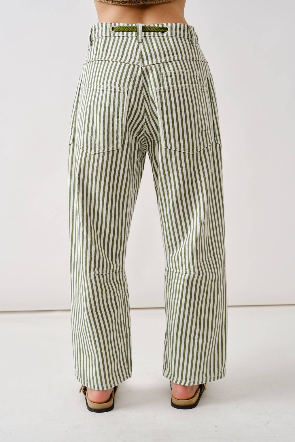 Barrel Denim Pants With Eyelet Waist