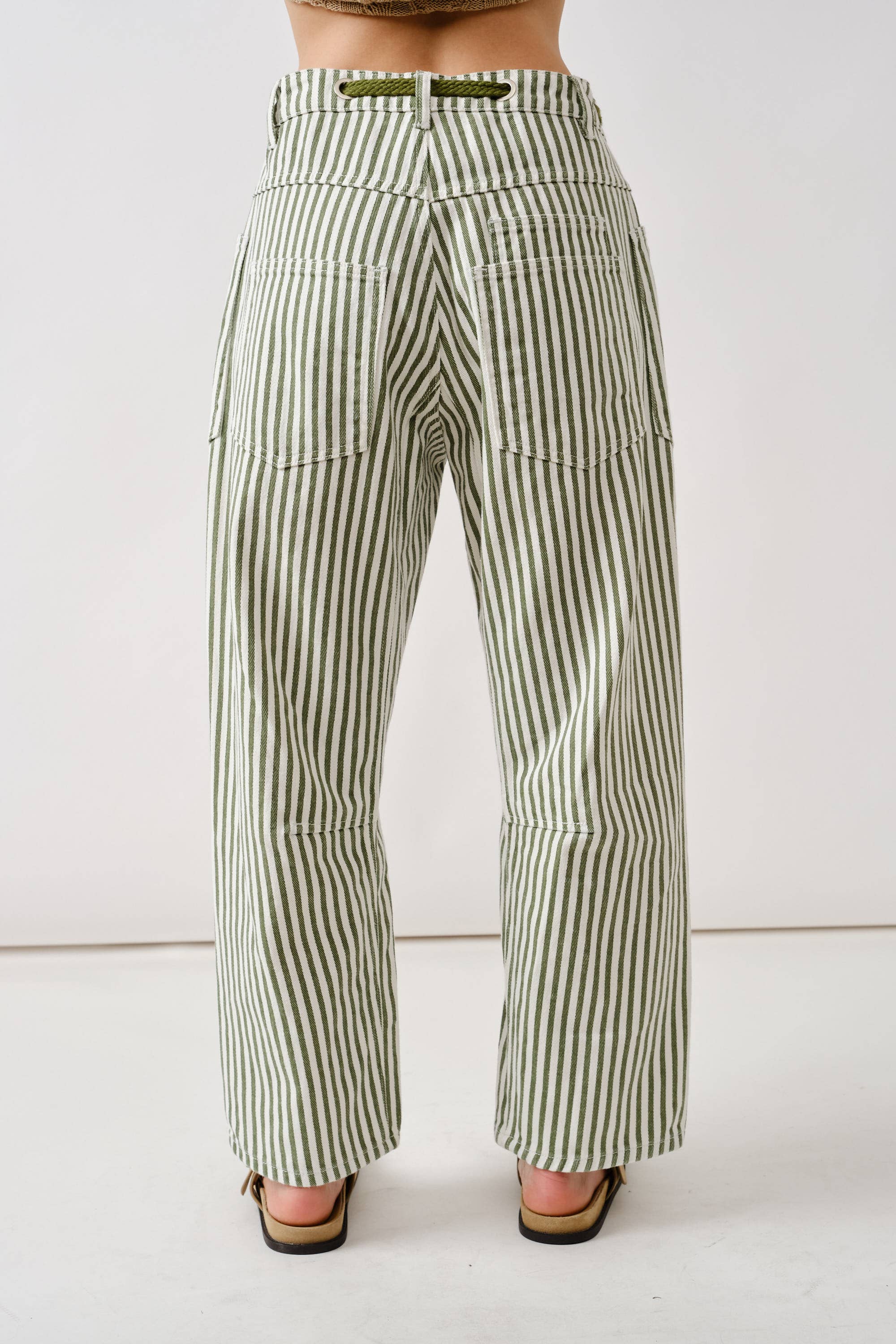 Barrel Denim Pants With Eyelet Waist
