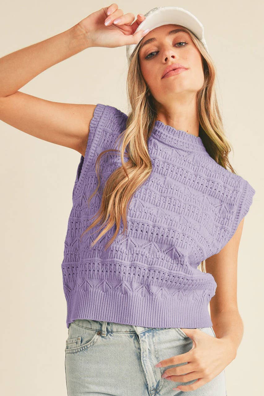 Knit Pointelle Sweater Vest