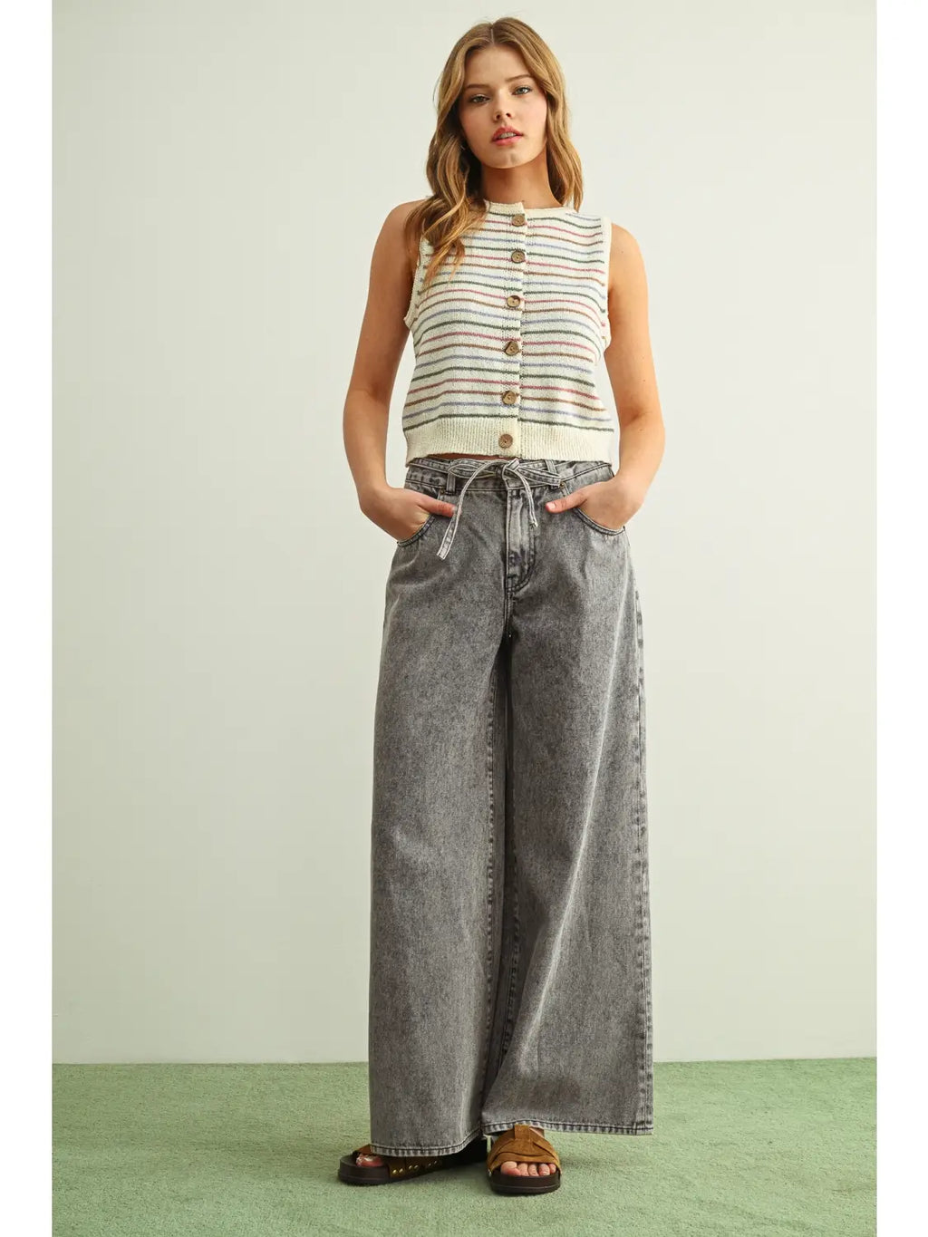Multi Color Striped Vest