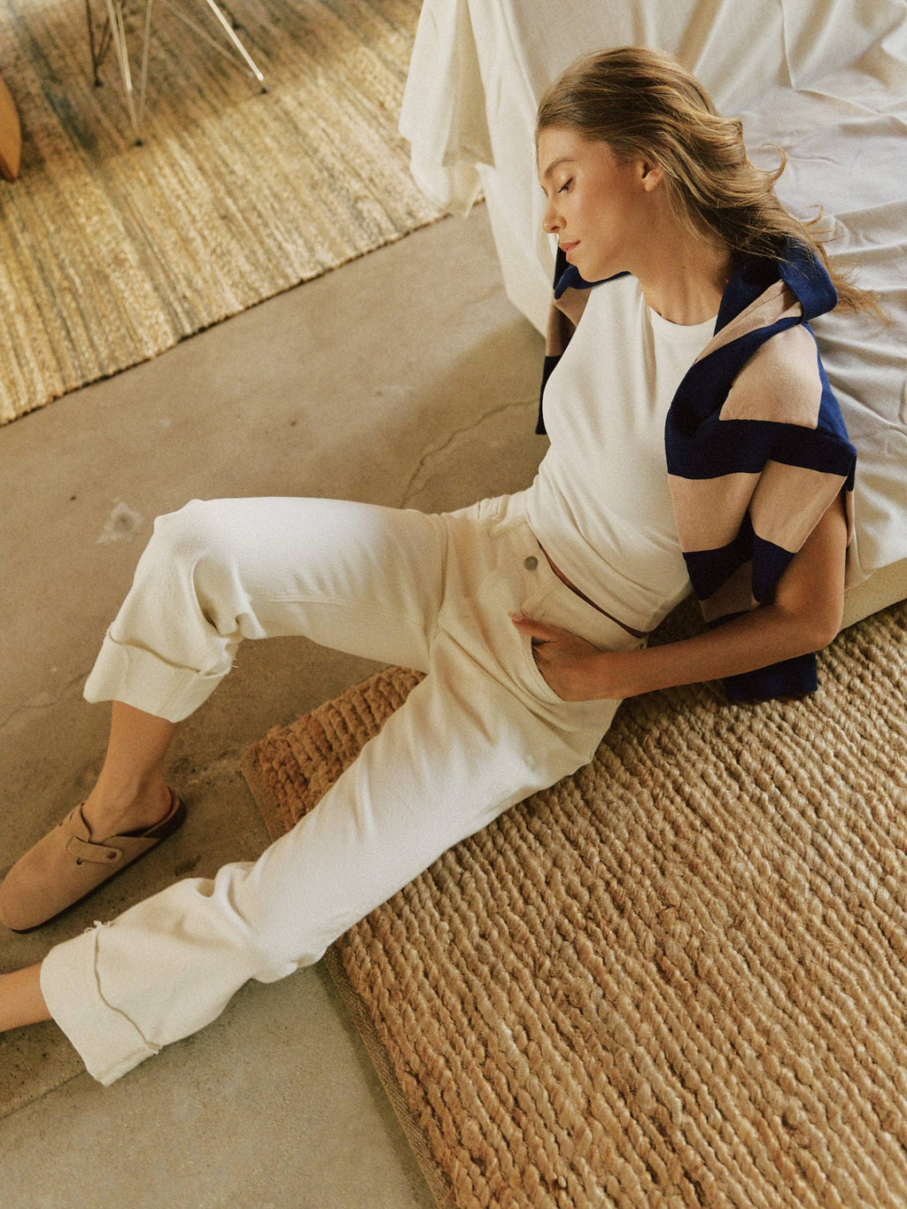 White Cuffed Jean