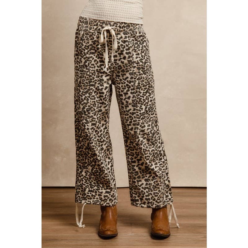 LEOPARD PRINT DRAWSTRING PANTS