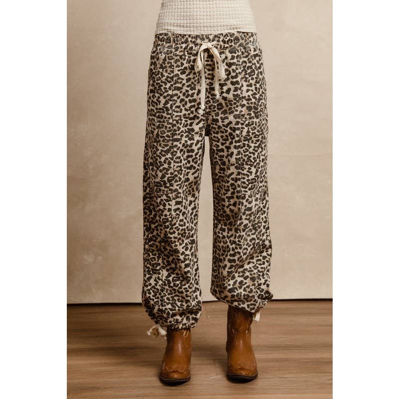 LEOPARD PRINT DRAWSTRING PANTS