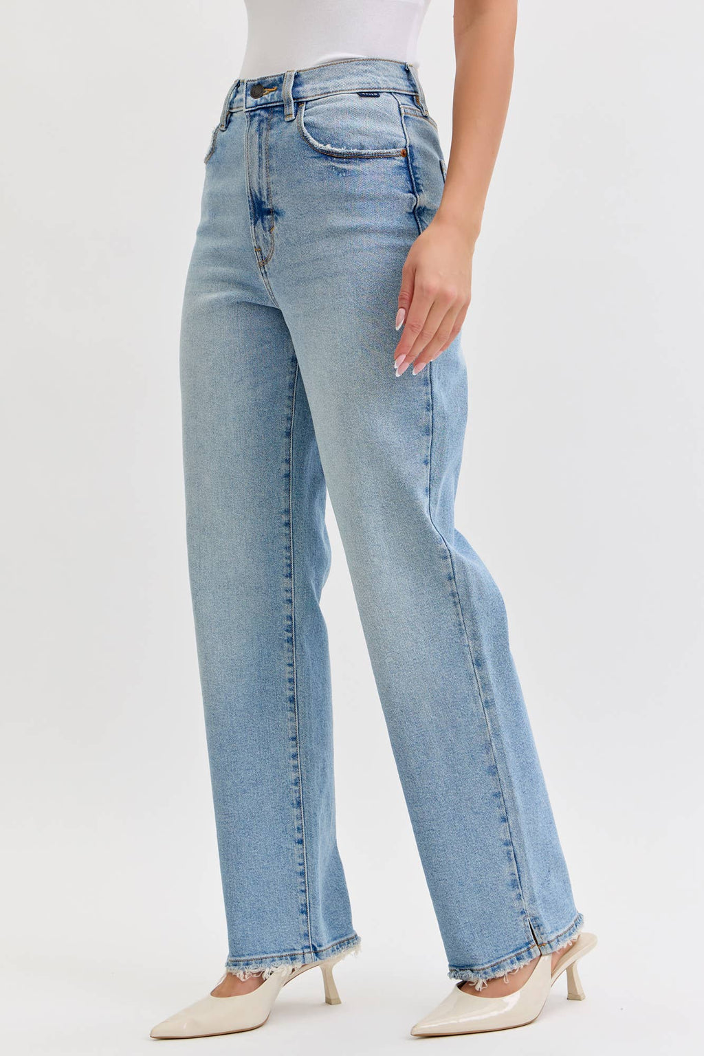 Cello Super High Rise Dad Jeans / Mini Side Slits