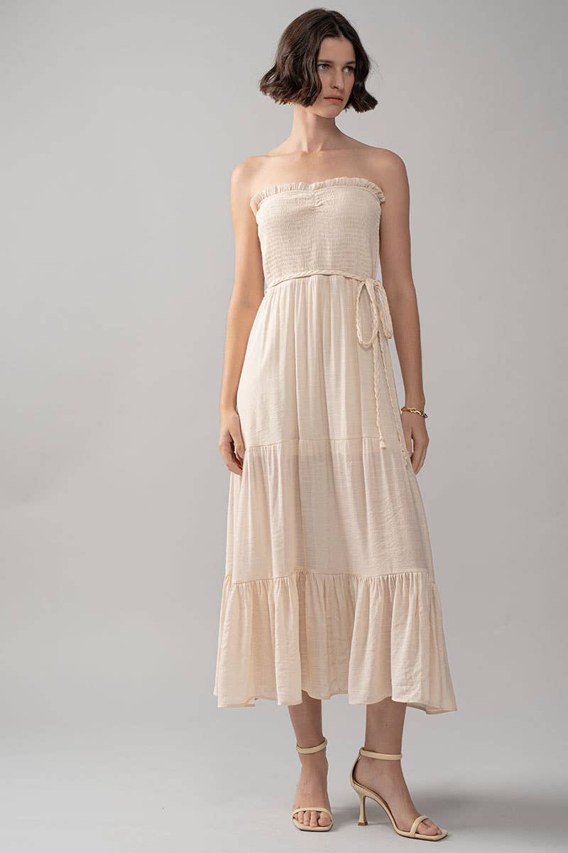 Smocked Tiered Ruffle Maxi Dress