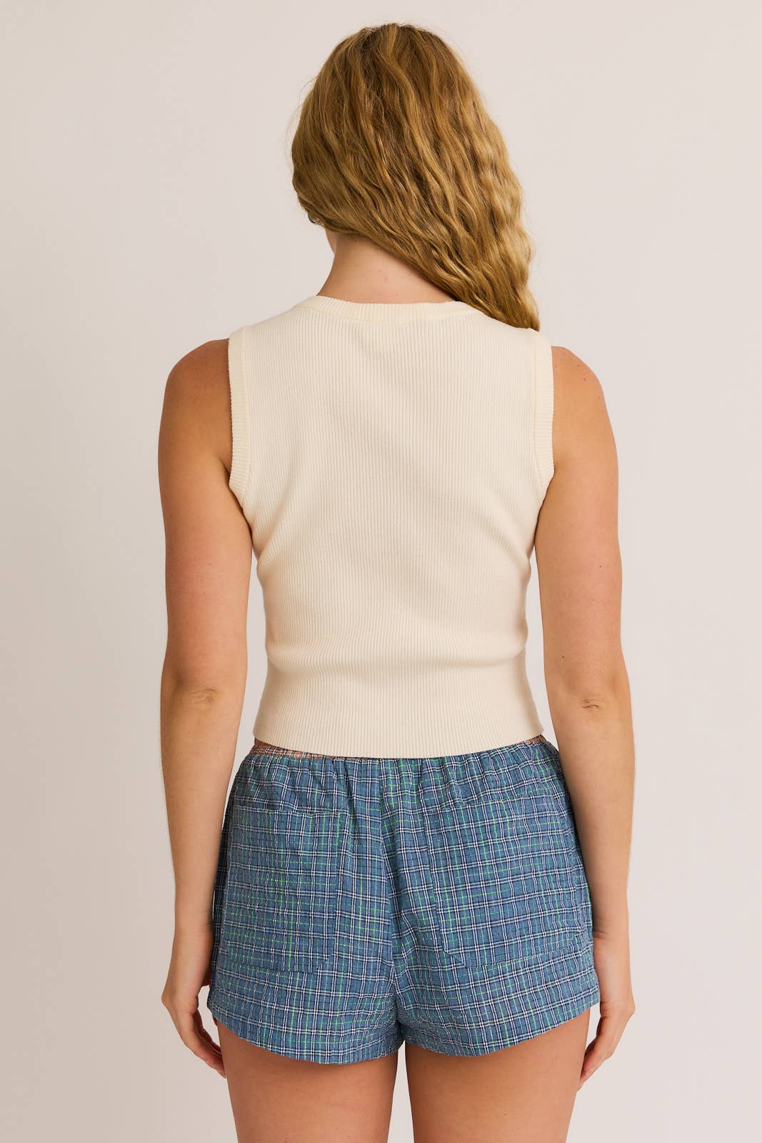 Sleeveless Round Neck Button Down Ribbed Sweater Top