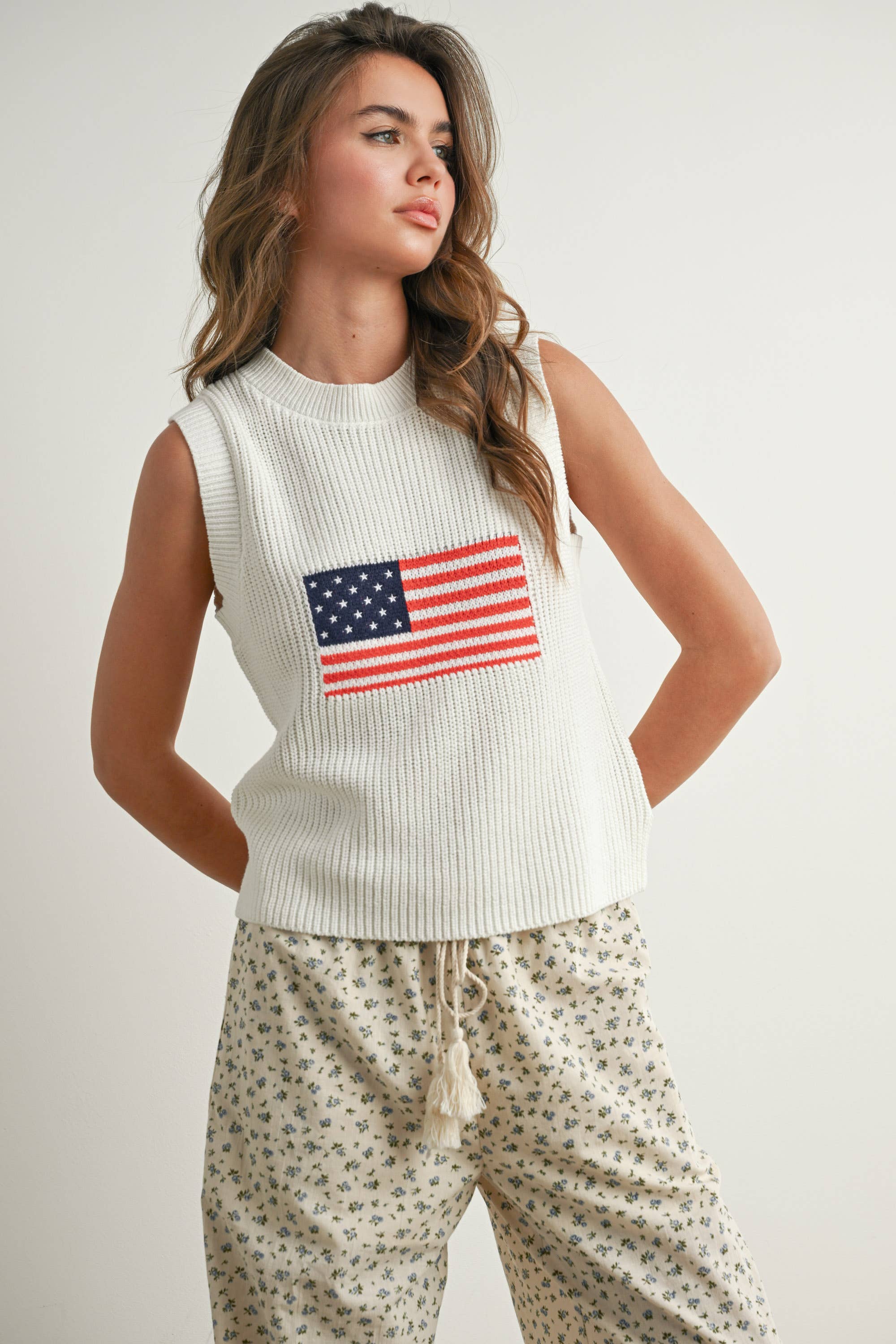 Flag Sleeveless Sweater