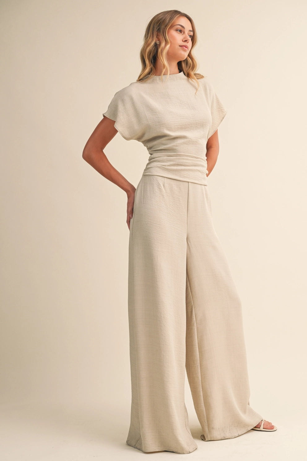 Short Sleeve Wide Bottom Jumpsuit