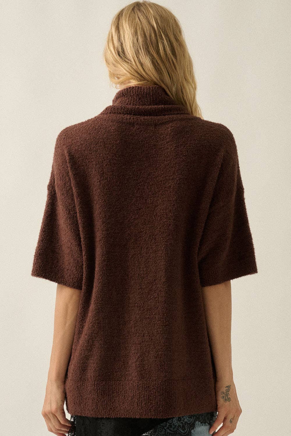 Short-Sleeve Cowl-Neck Sweater