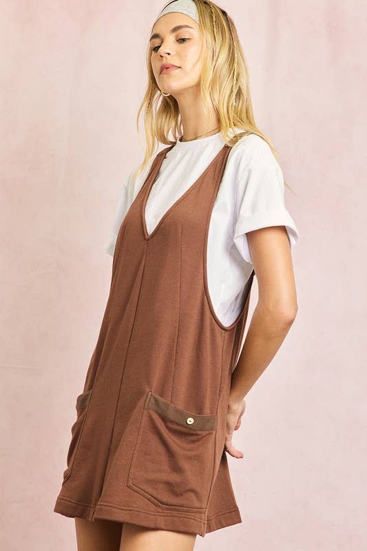 Cotton Terry Twill Tape Overall Mini Dress