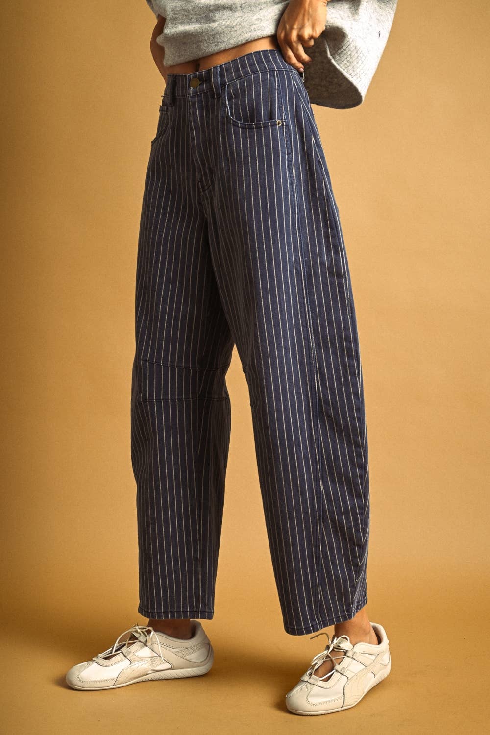 Pinstriped Barrel Pant