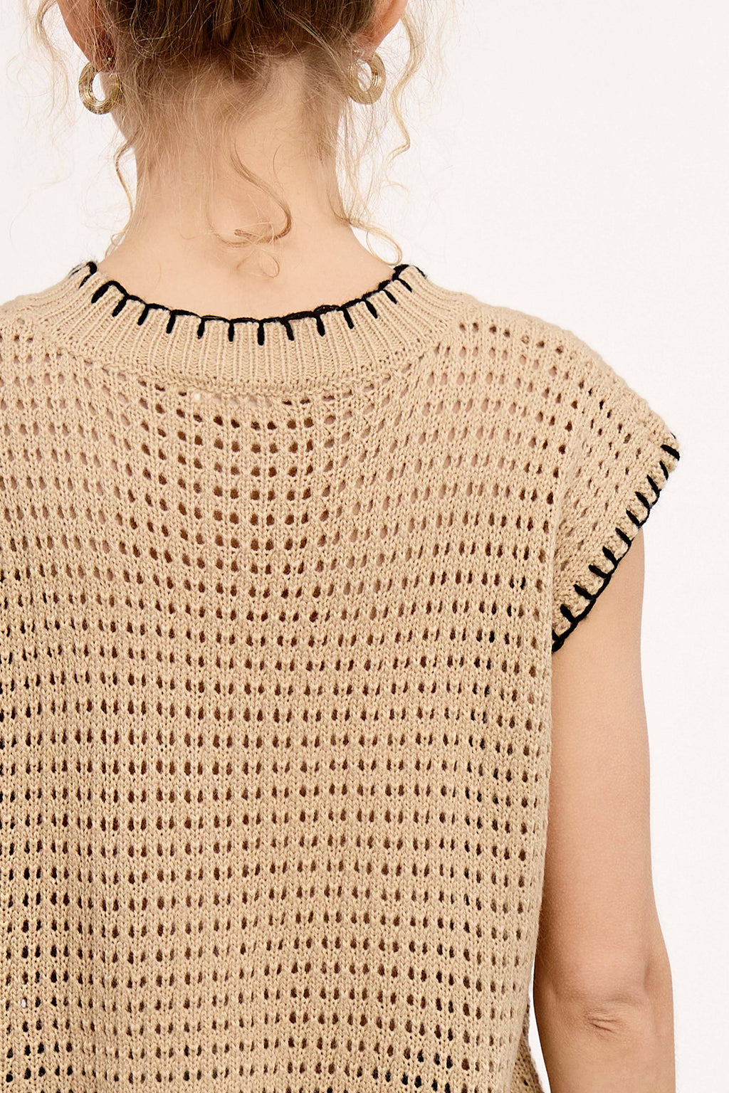 Crochet Knit Stitching Detailed Sleeveless Top