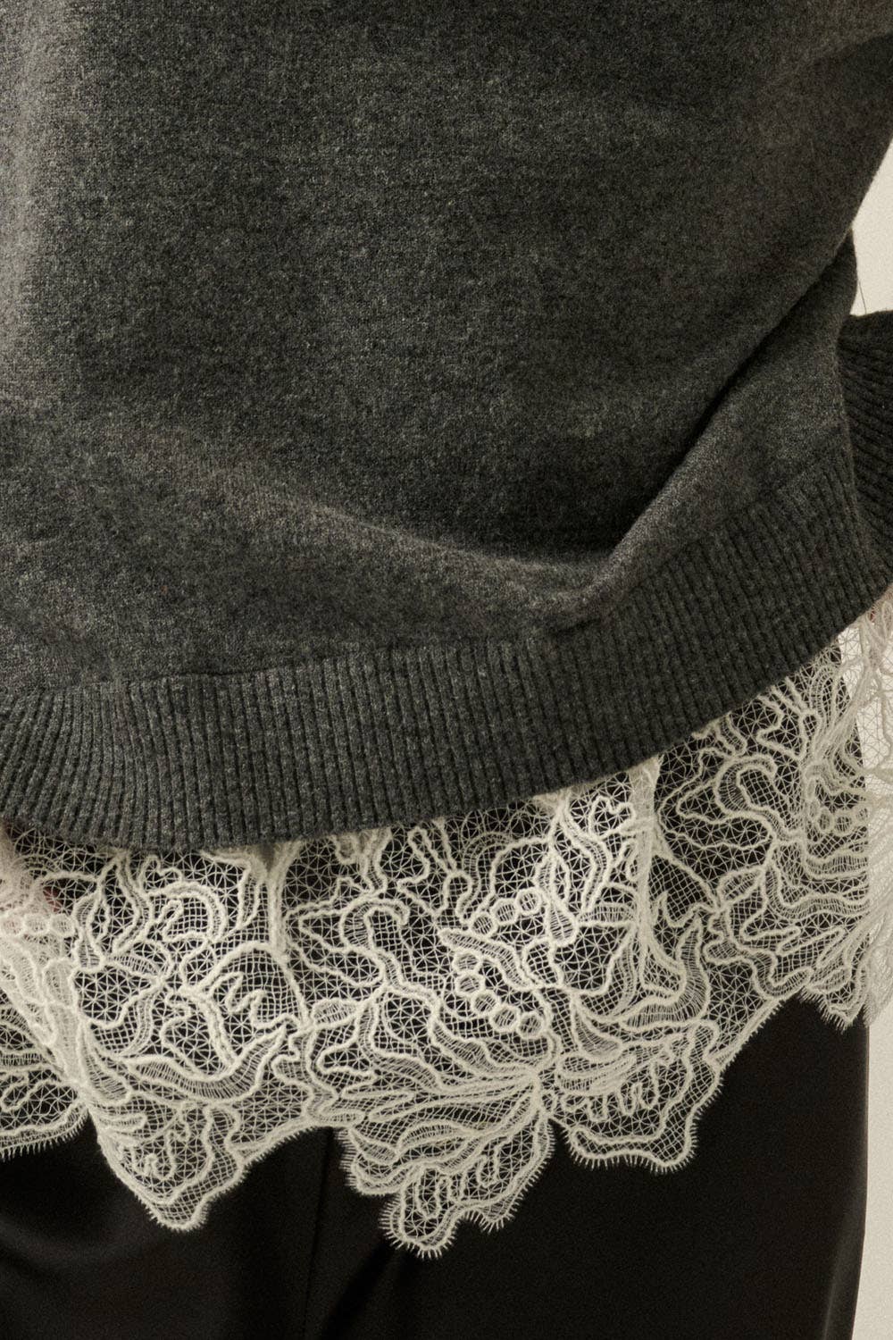 Lace Layered Hem Sweater