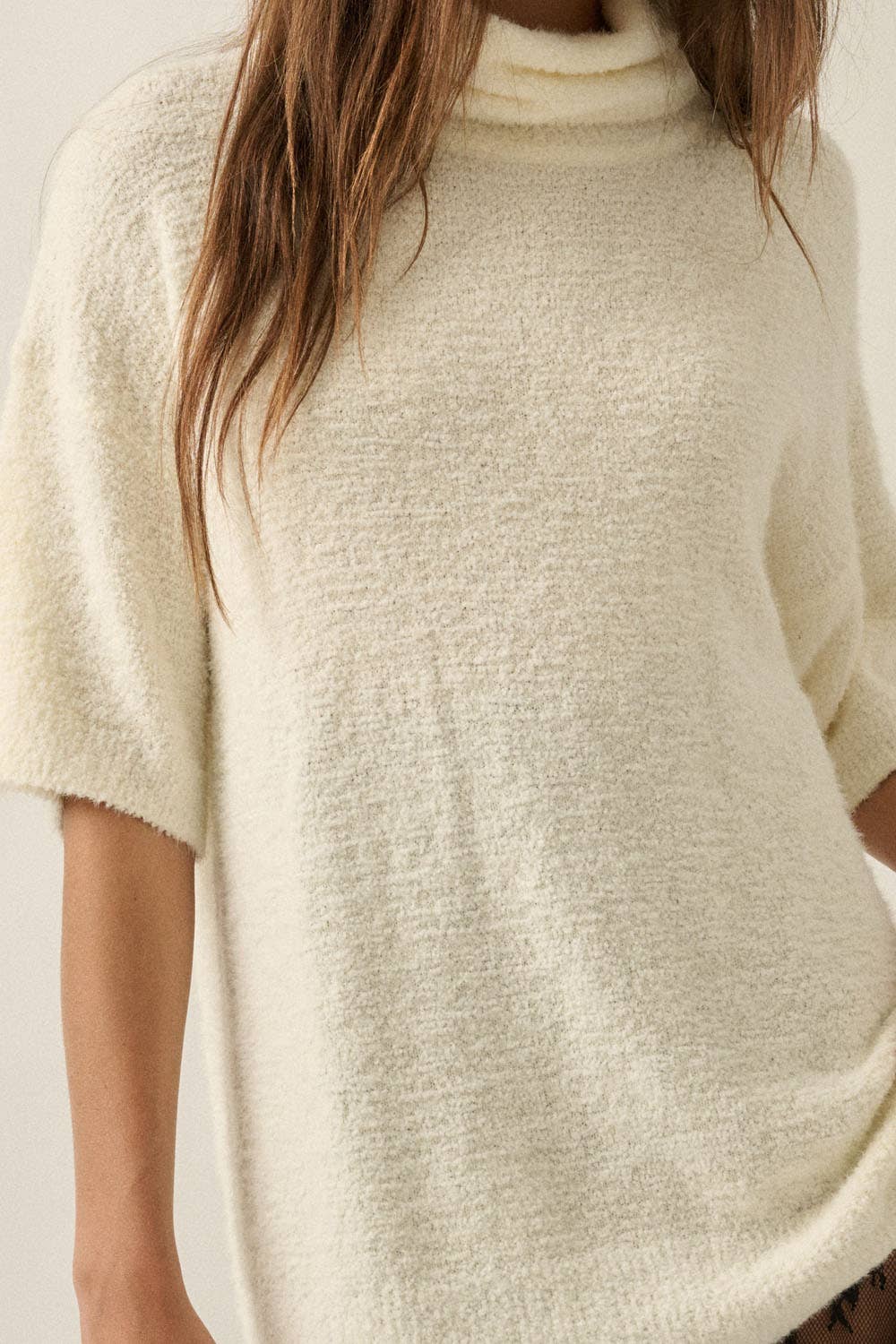 Short-Sleeve Cowl-Neck Sweater