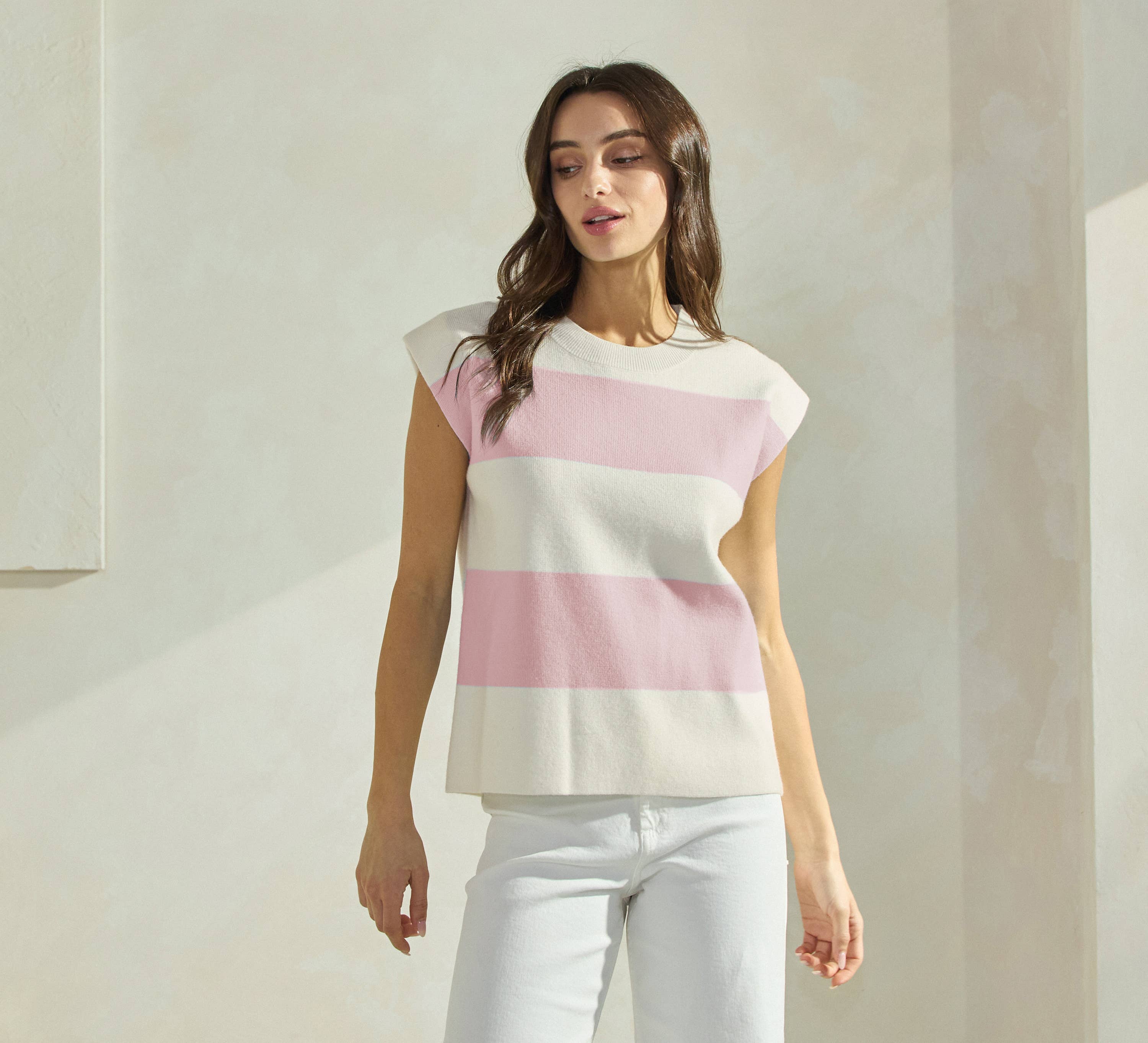 Striped Sleeveless Knit Top