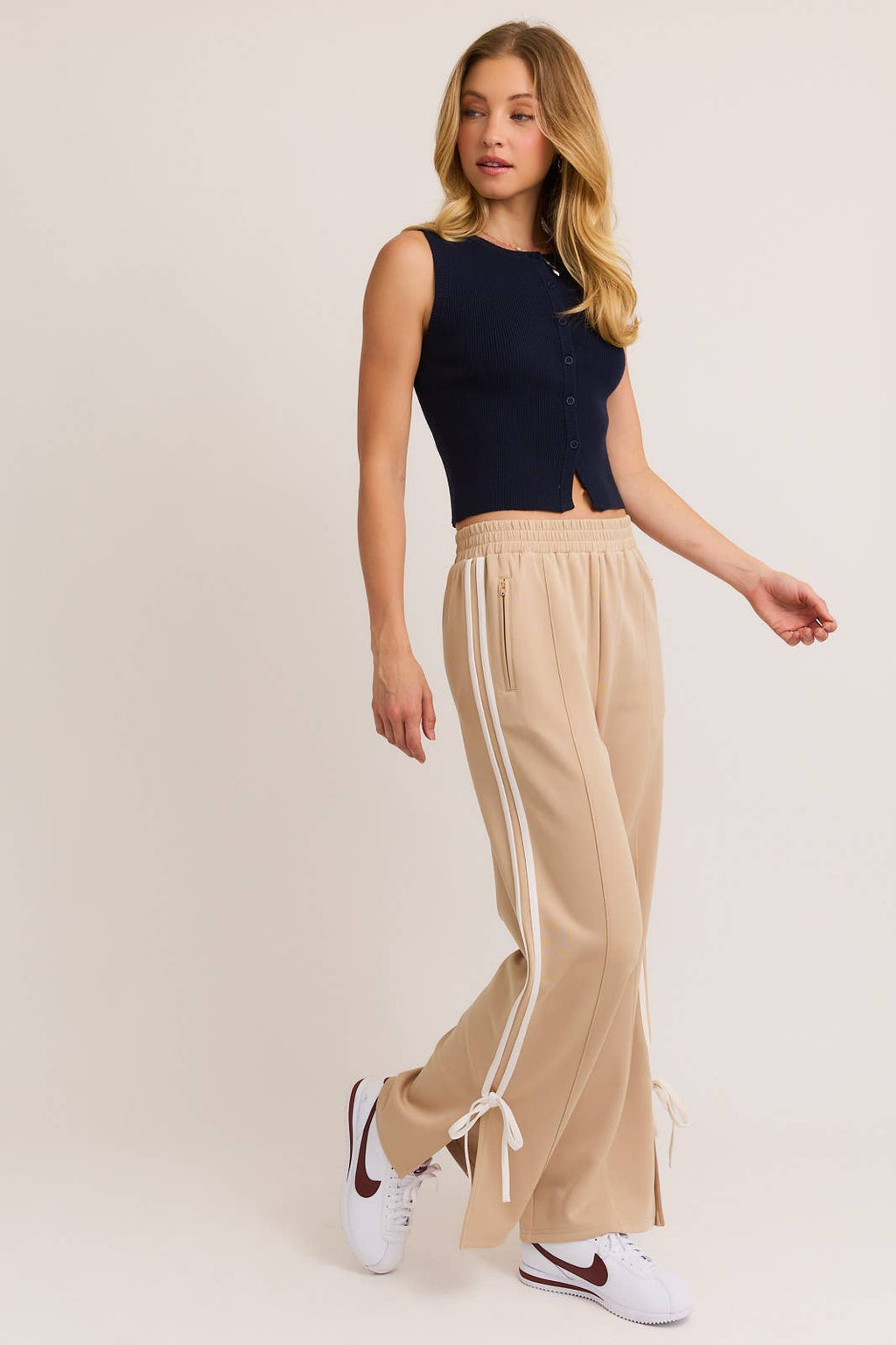 Sleeveless Round Neck Button Down Ribbed Sweater Top