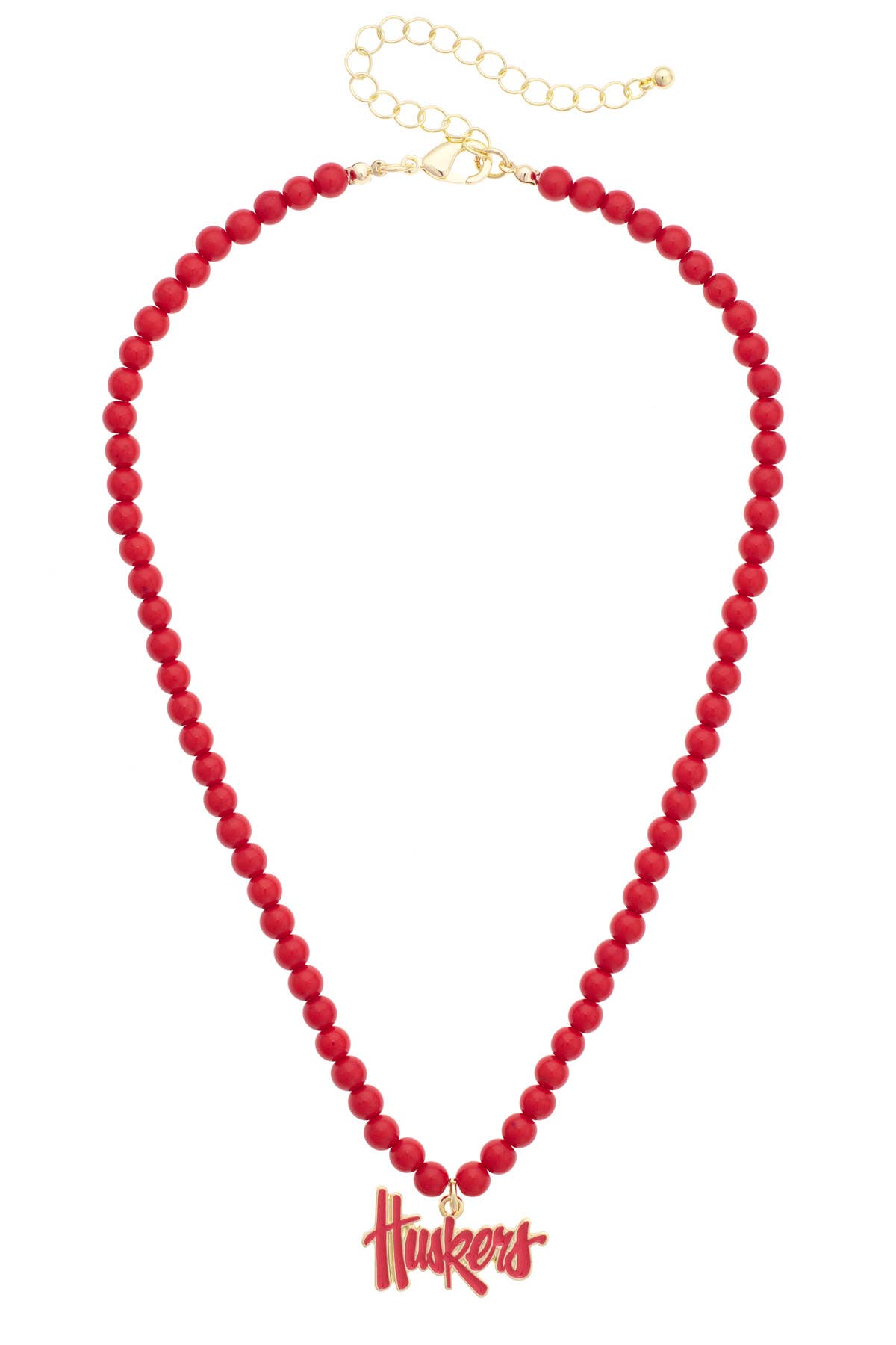 Nebraska Huskers Beaded Logo Pendant Necklace