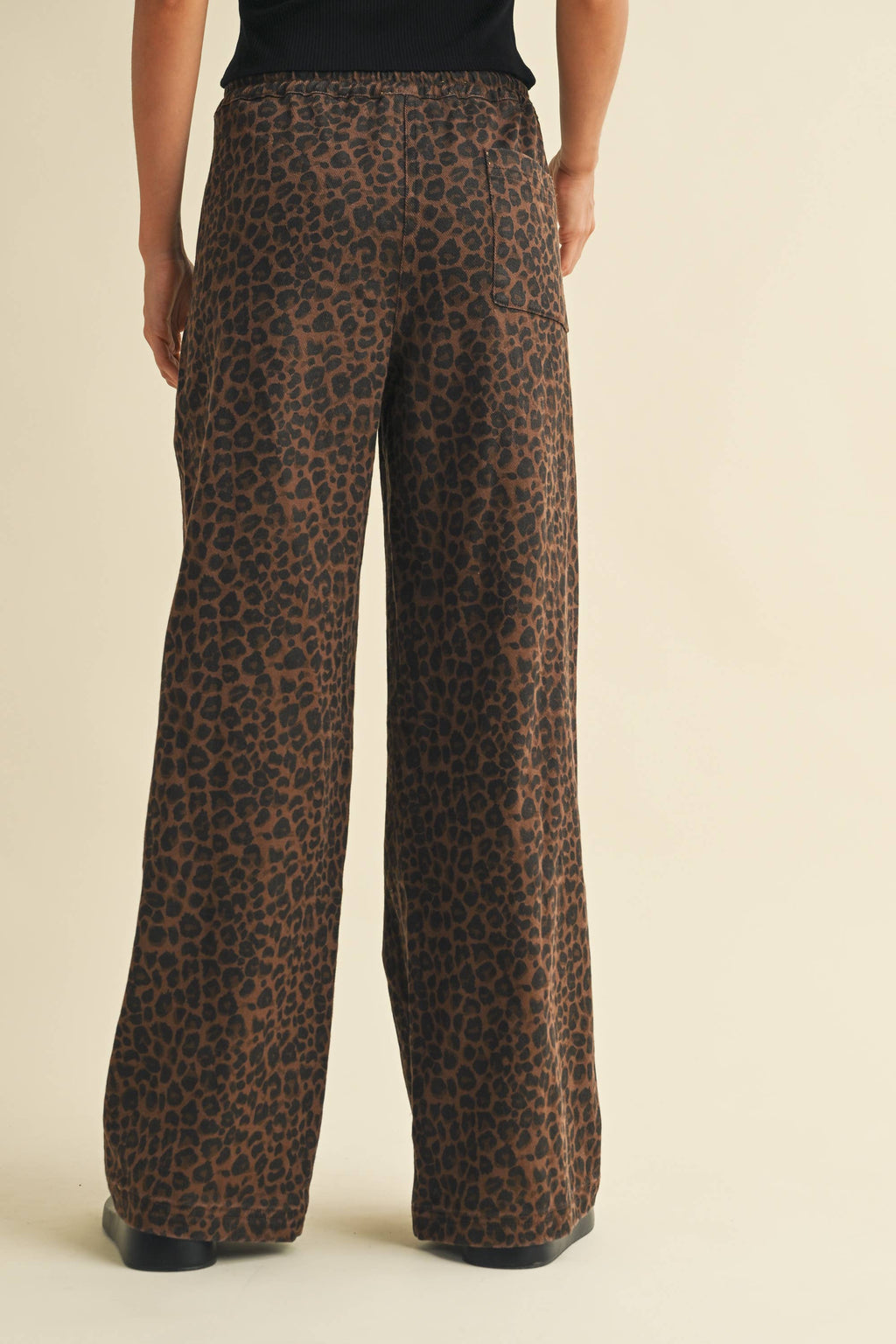 Leopard Print Denim Track Pant