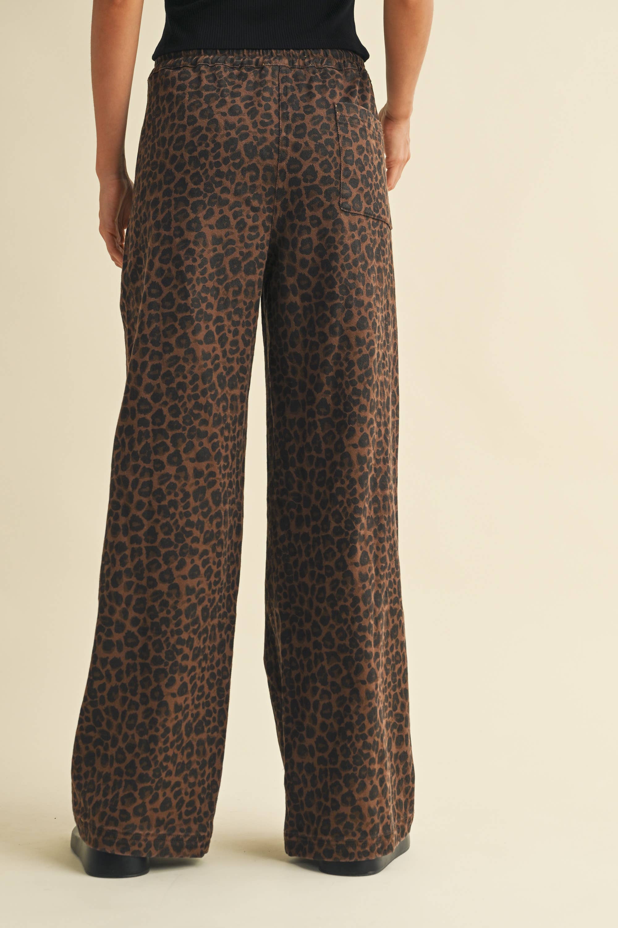Leopard Print Denim Track Pant