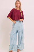 Boho Tiered Chambray Pants