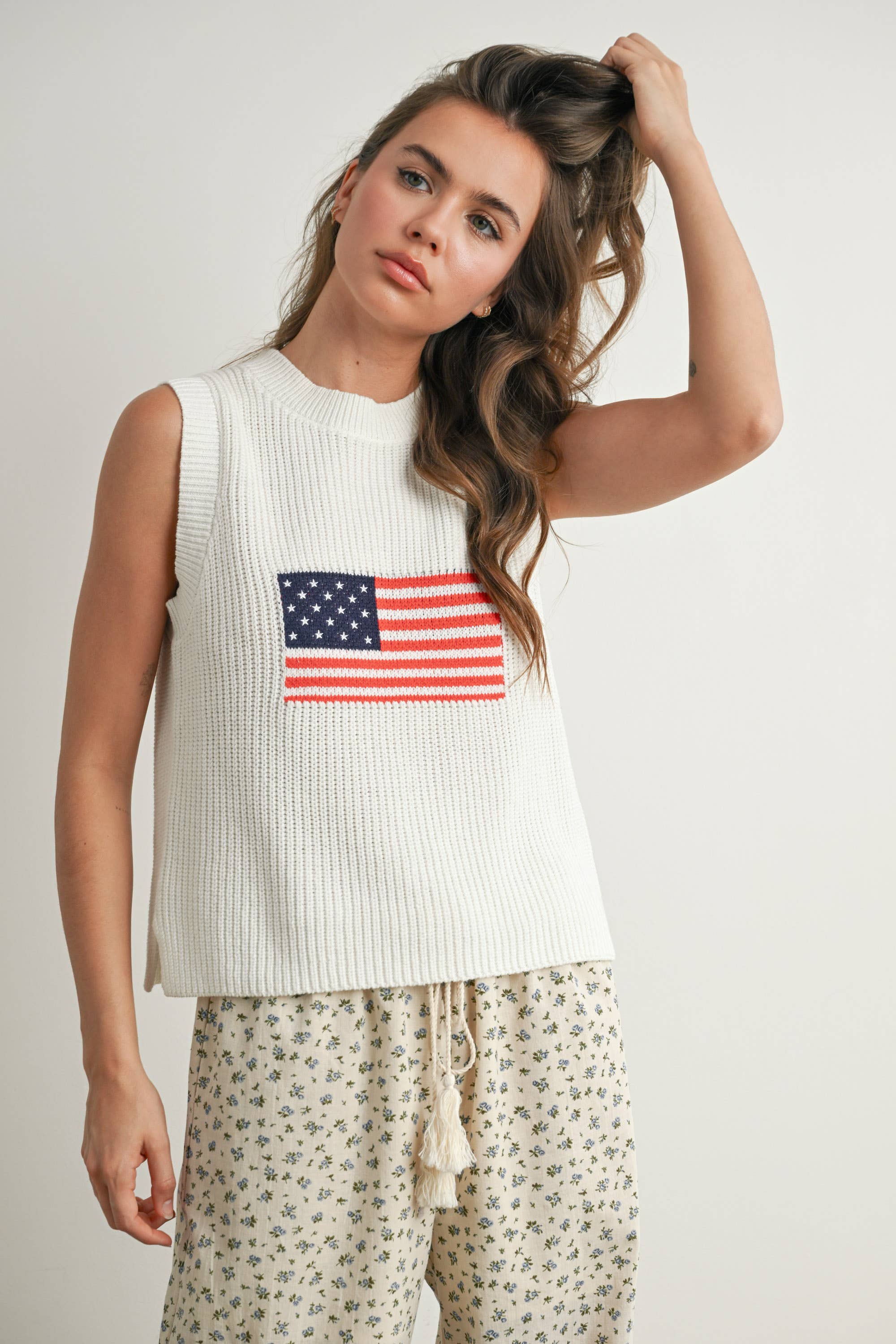 Flag Sleeveless Sweater