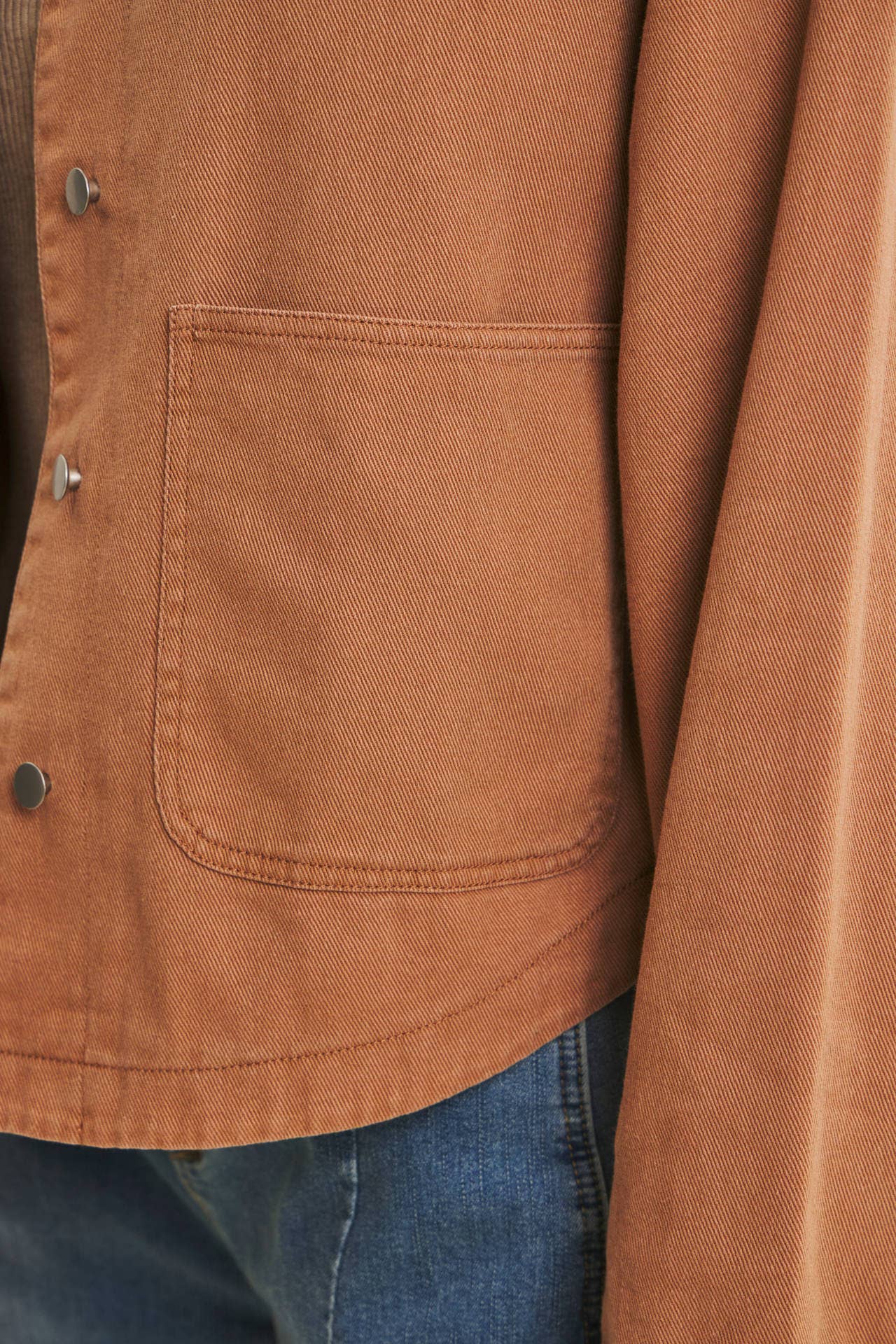 Washed Cotton Twill Utility Jacket In Oversized Fit