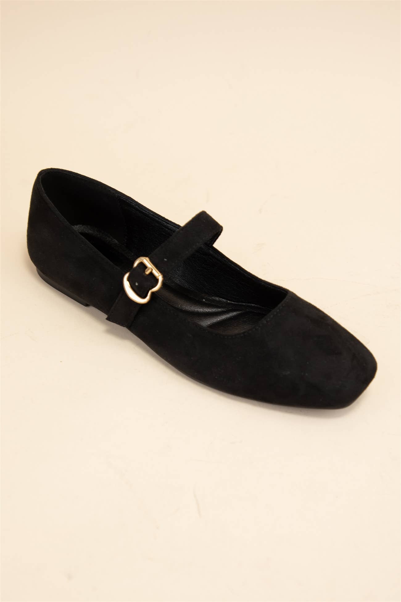 Charlotte Buckled Strap Square Toe Mary Jane Flats