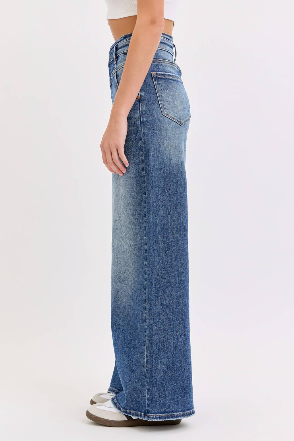 High Rise Wide Leg with V Shape Double Waist Band