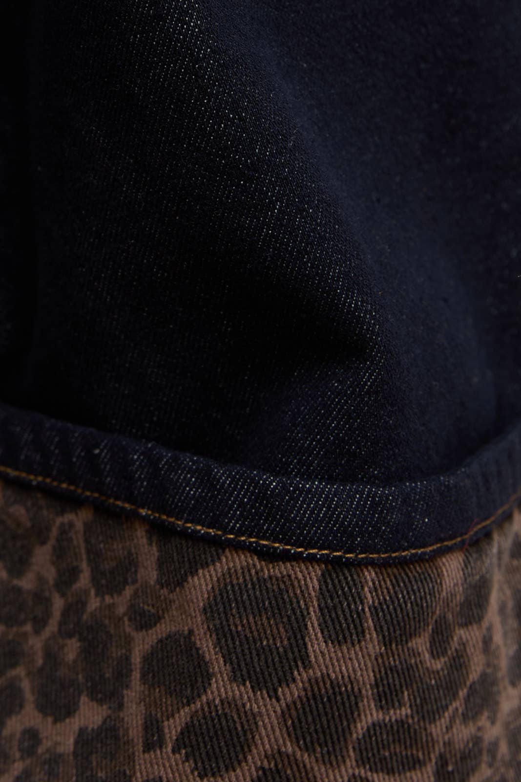 High Rise Leopard Contrast Roll Up Detail Pants