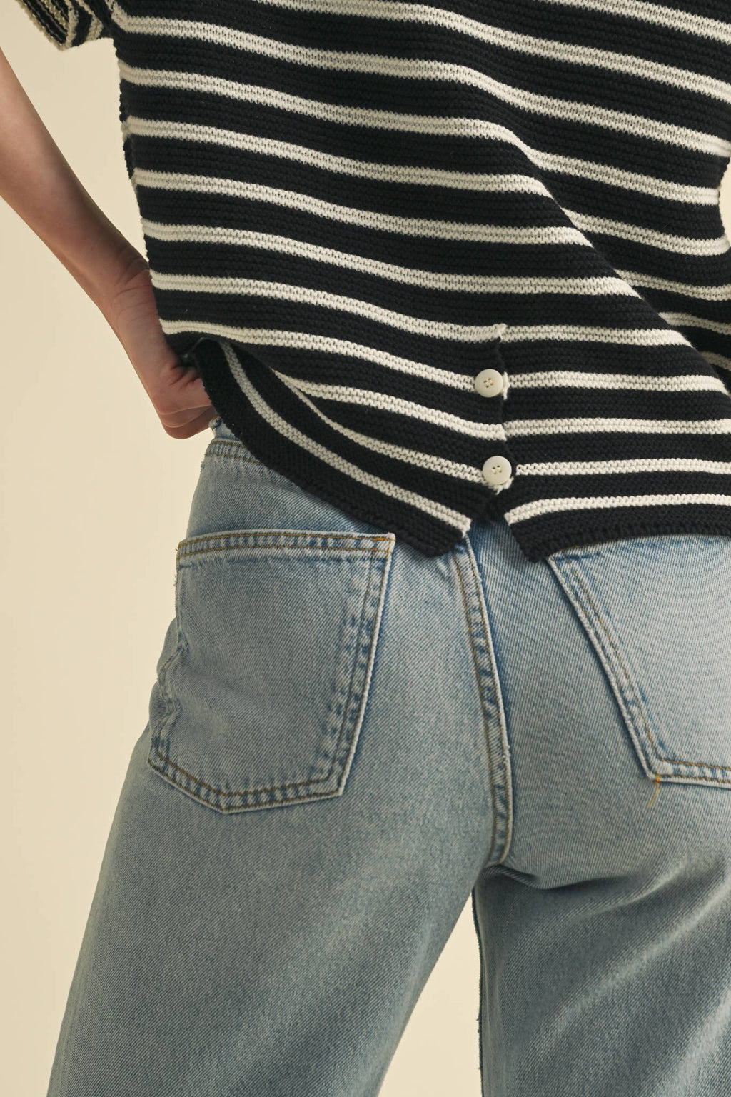 Short Sleeve Striped Sweater Top