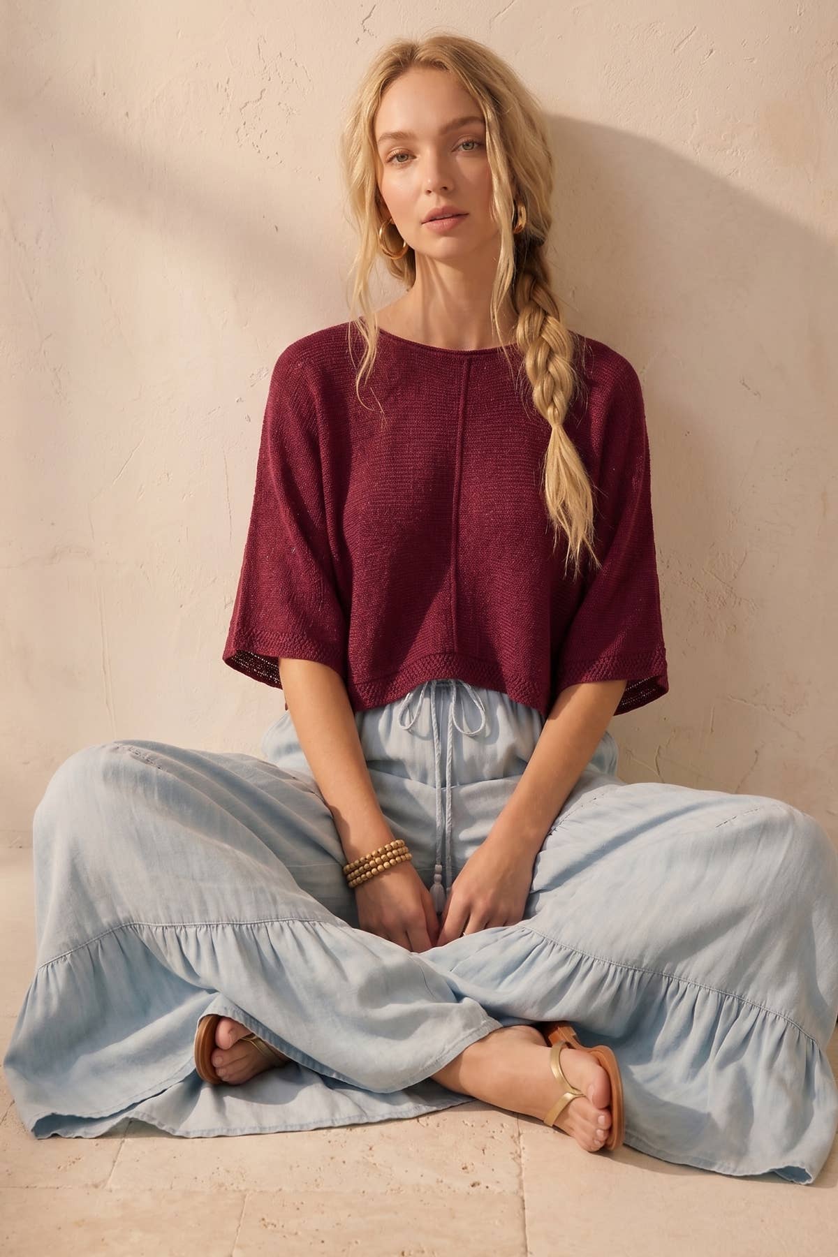 Boho Tiered Chambray Pants