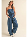 Tube Jumpsuit With Tie Waist Drawstring