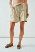 Suede Elastic Waistband Shorts
