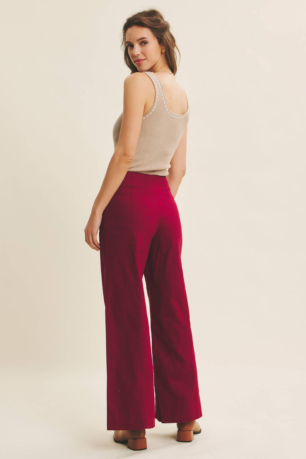 Flattering Stretchy Wide-Leg Ankle Length Pants