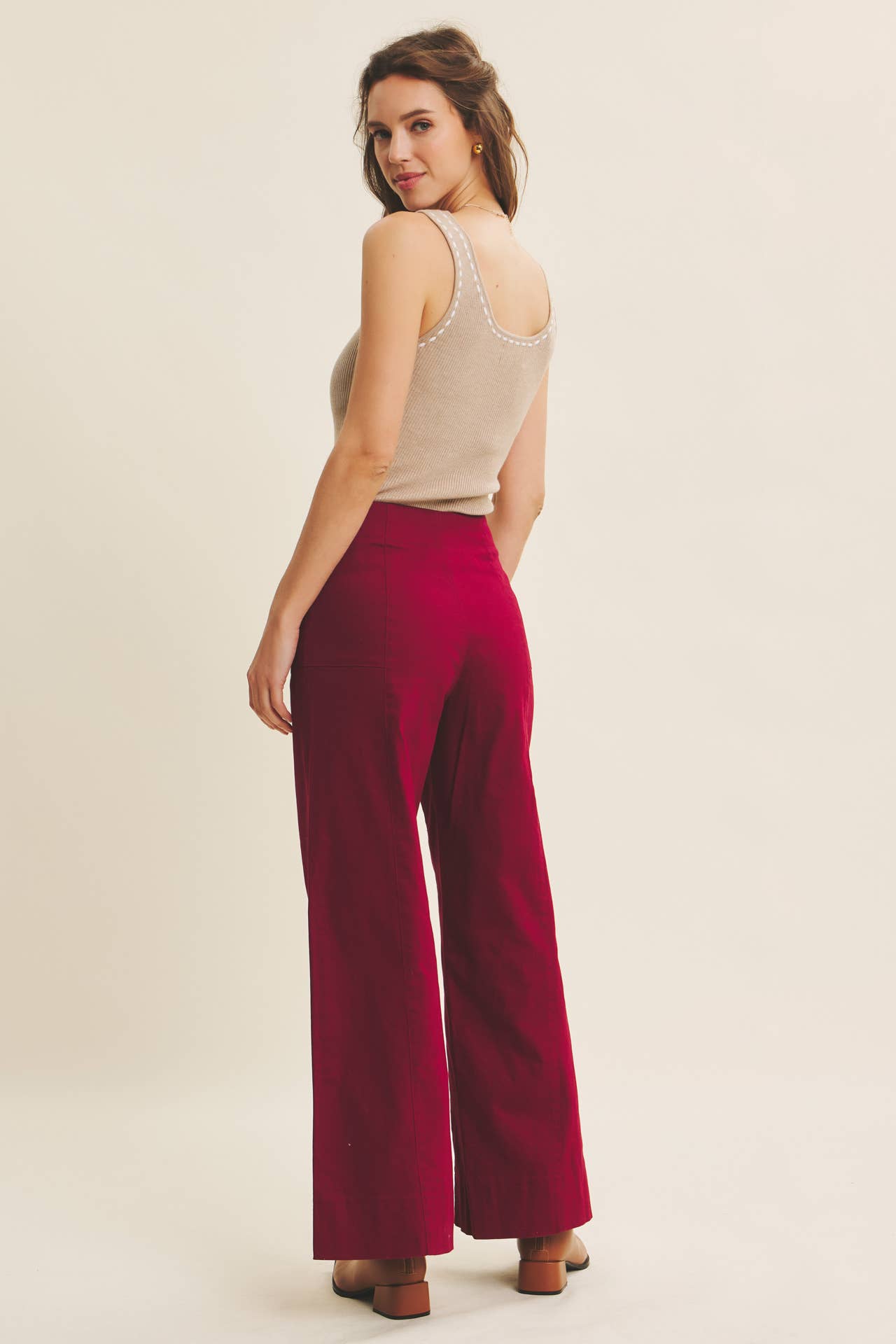 Flattering Stretchy Wide-Leg Ankle Length Pants