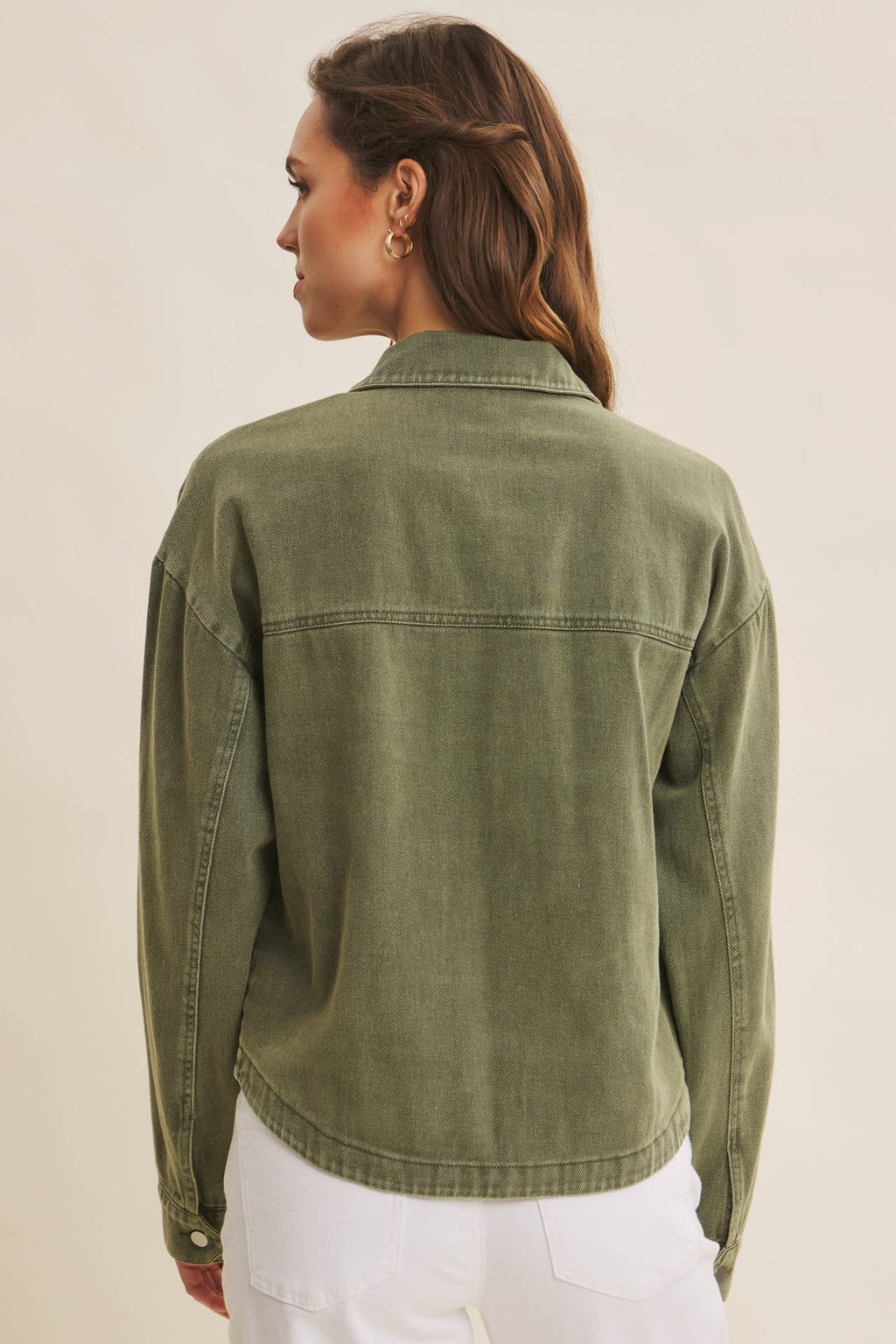 Washed Cotton Twill Utility Jacket In Oversized Fit