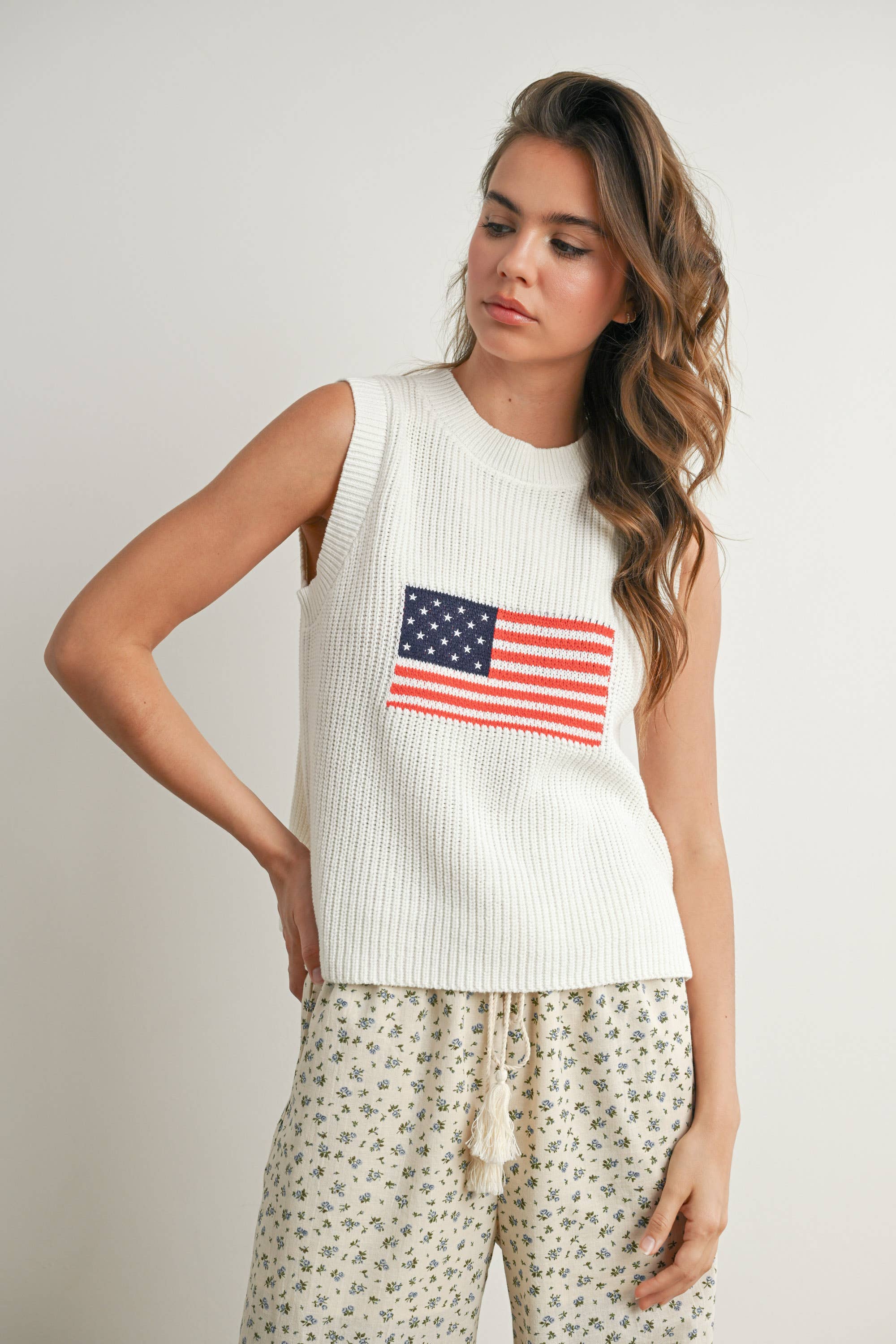 Flag Sleeveless Sweater