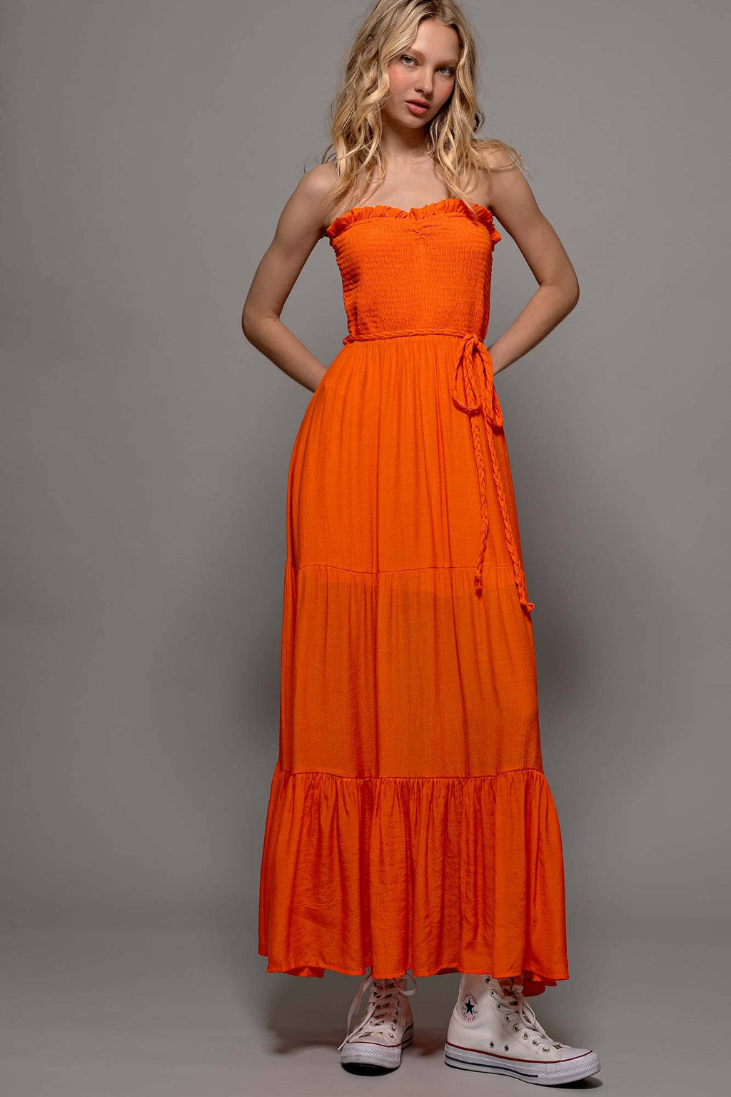Smocked Tiered Ruffle Maxi Dress