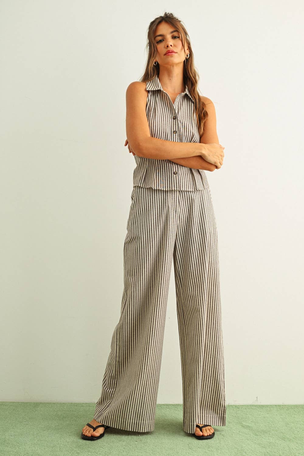 Striped Wide Leg Trouser