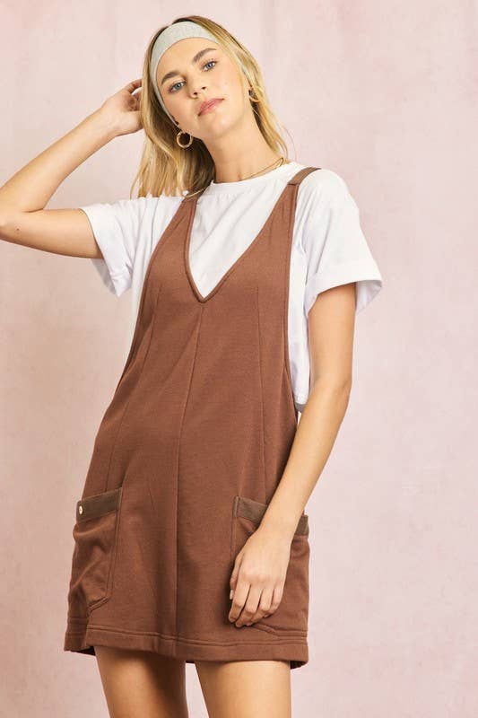 Cotton Terry Twill Tape Overall Mini Dress