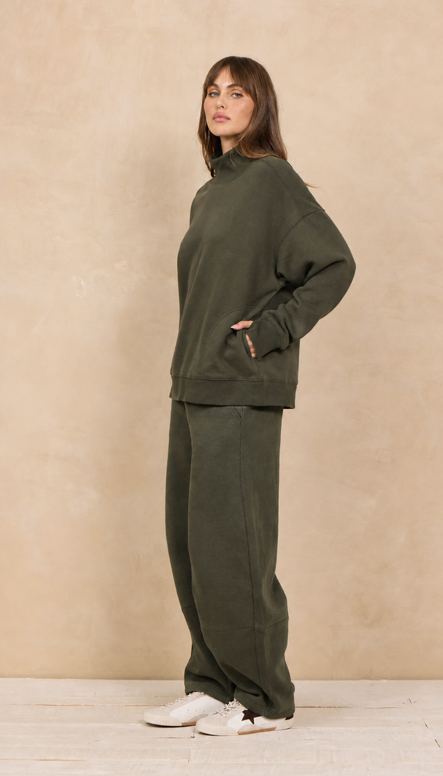 Army Olive Soft Surf Wash Mockneck SS